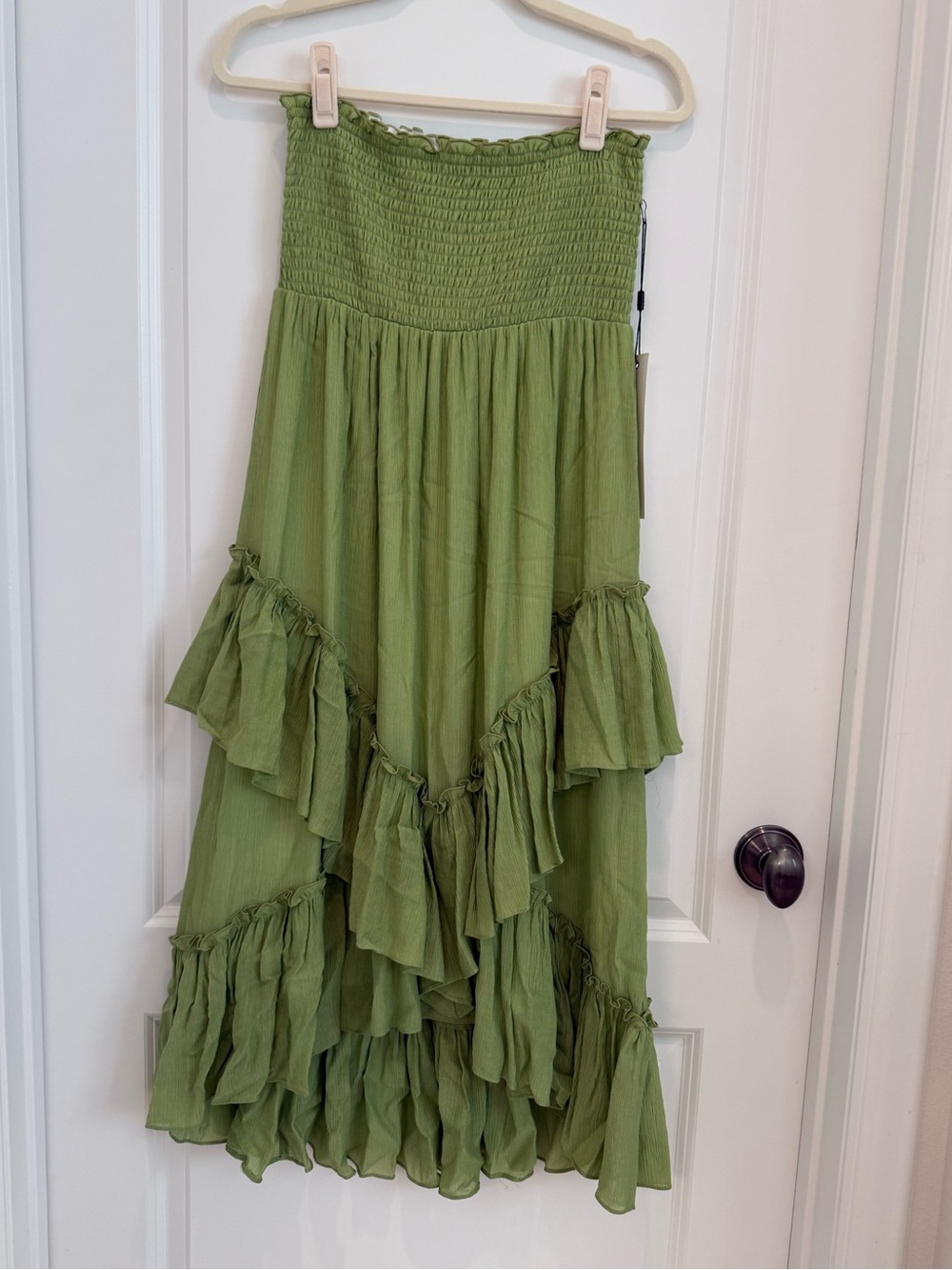 Smocked Ruffle Maxi Dress/Skirt - Green NWT